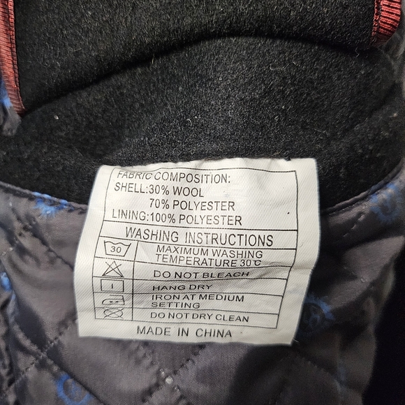 Men’s Jet Black Wool Blend Car Coat Tailored Classic Minimalist Jacket Size Med - Picture 11 of 16